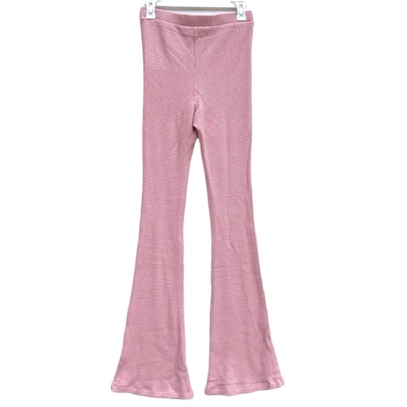 Set Active Waffle Knit Flare Pants Pink Size Small - Picture 2 of 5